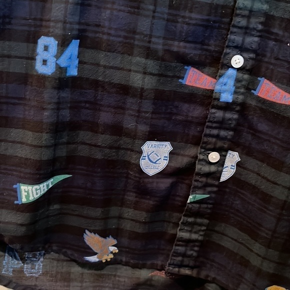 Preppy collegiate varsity game day long sleeve plaid button down shirt unisex XL - Picture 13 of 13